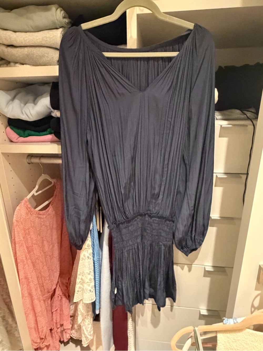 Ramy Brook Slate Blue Long-Sleeve Mini Dress